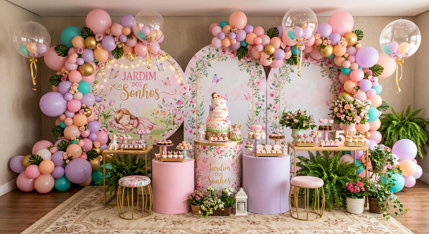 Decoração de festa infantil no jardim dos sonhos